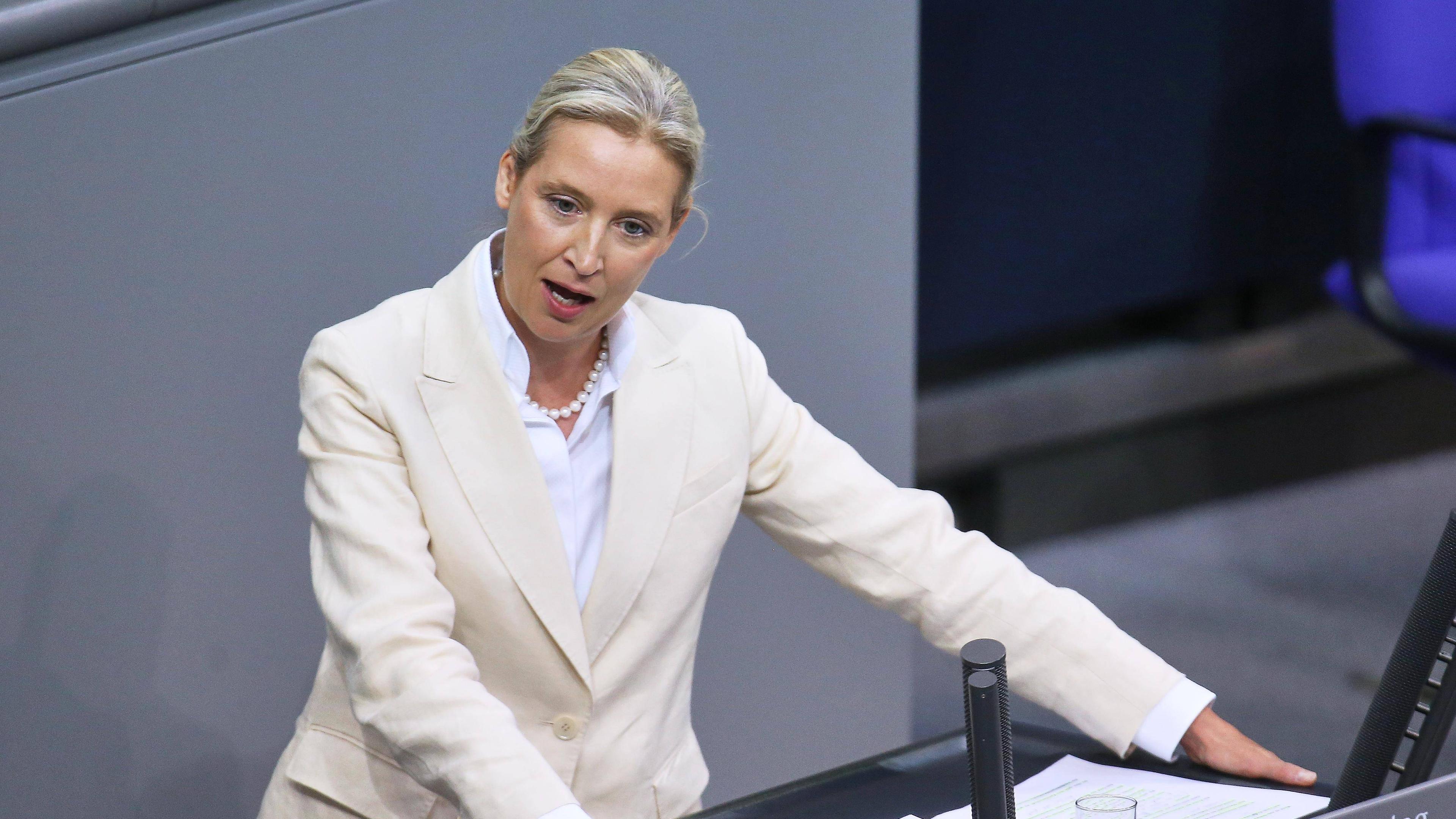 Generaldebatte im Bundestag - Alice Weidel, aufgenommen am 09.07.2025