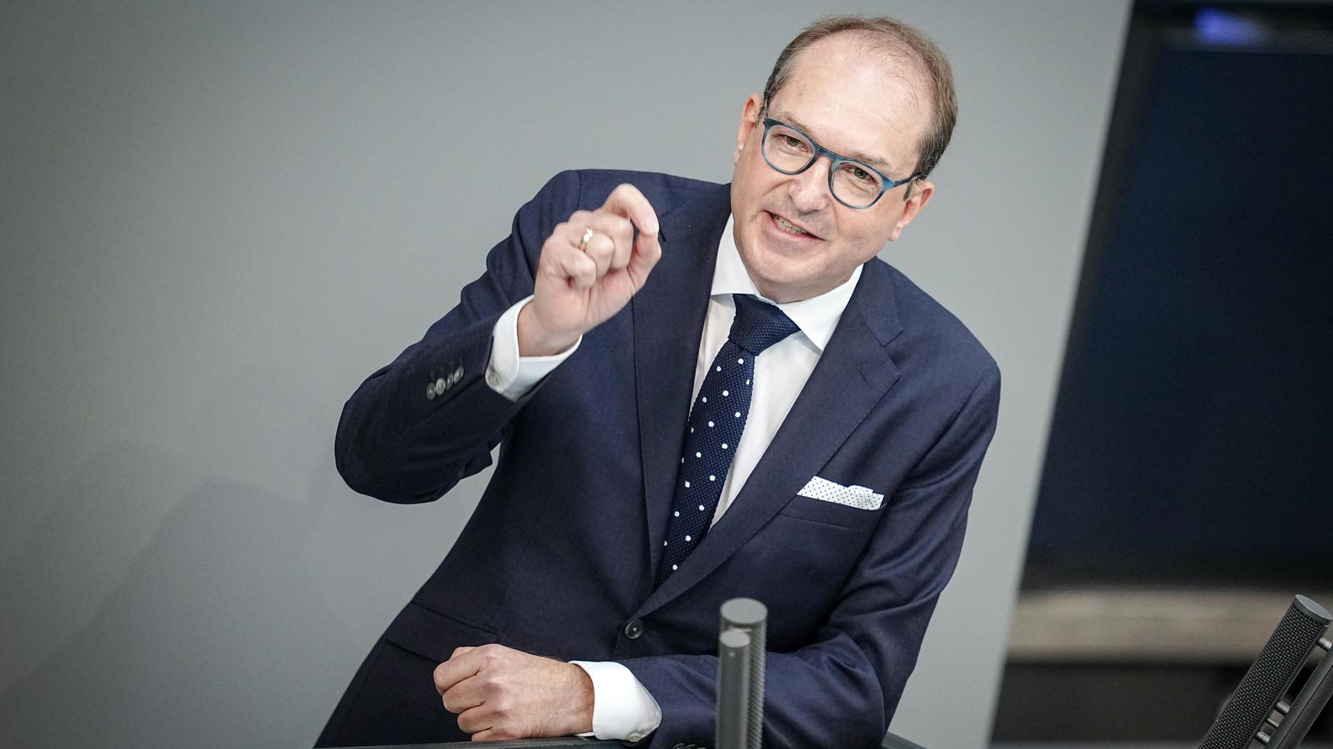 Alexander Dobrindt bei der Generraldebatte im Bundestag in Berlin am 06.09.2023