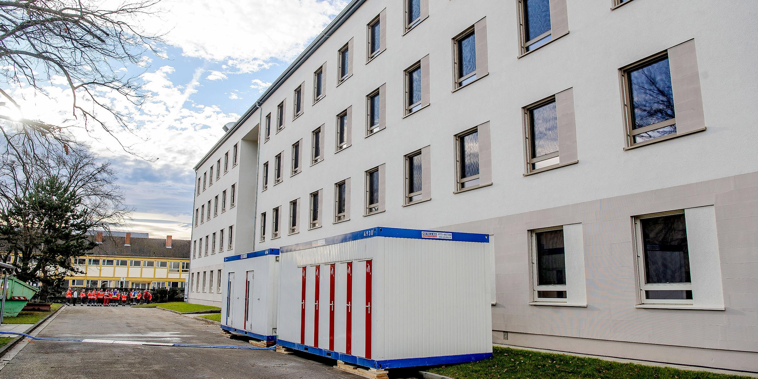 Quarantäne-Gebäude in der Kaserne in Germersheim