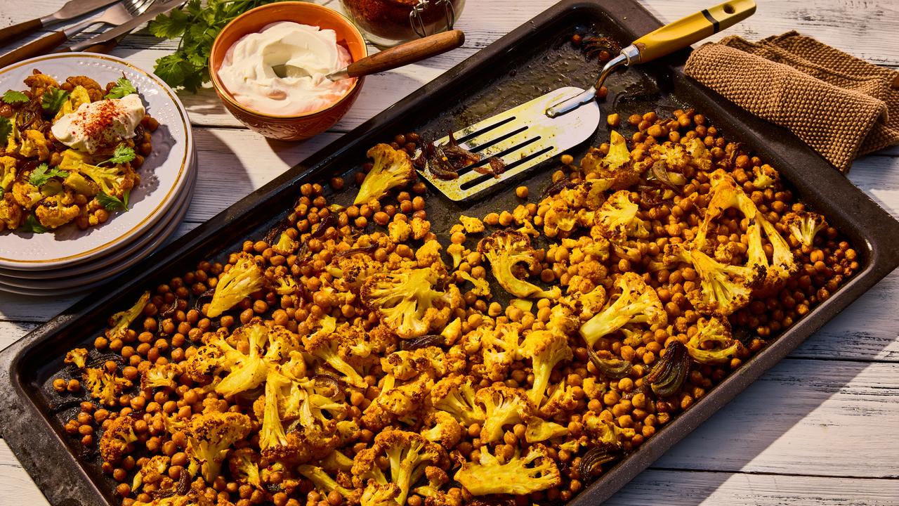 Gerösteter Blumenkohl und Kichererbsen