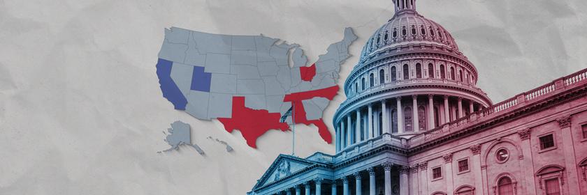 Karte der USA - Gerrymandering ist vor den Zwischenwahlen in den USA wieder Thema