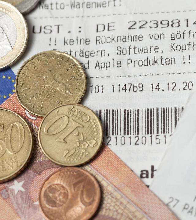 Kassenbon für den Umtausch von Waren gegen Bargeld