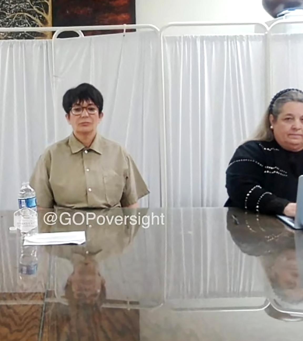 Screenshot: Aussage von Ghislaine Maxwell (r.) im Rahmen der Ermittlungen gegen Jeffrey Epstein, aufgenommen am 09.02.2026