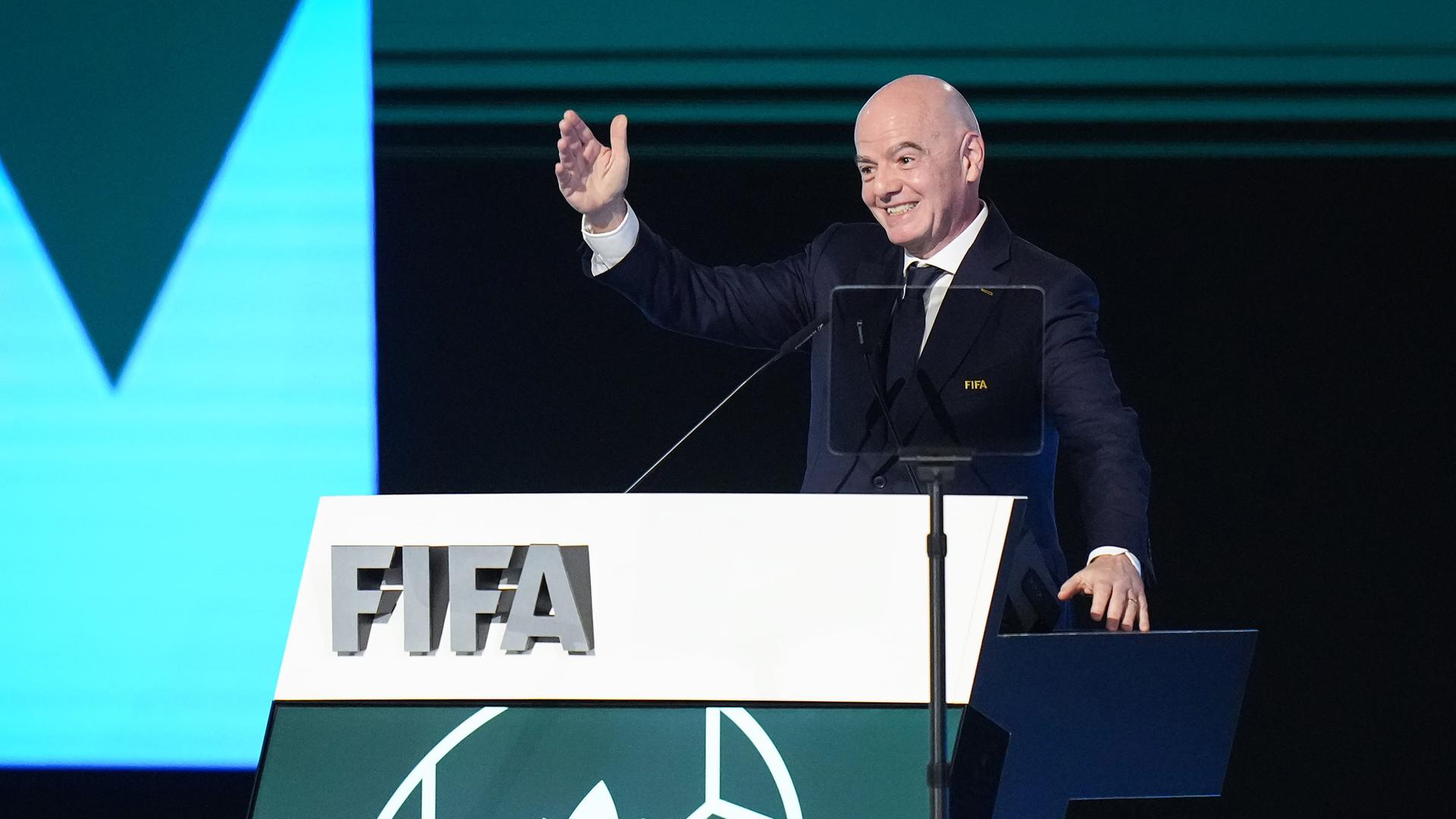 FIFA-Präsident Gianni Infantino spricht während des 76. FIFA-Kongresses am 30.04.2026.
