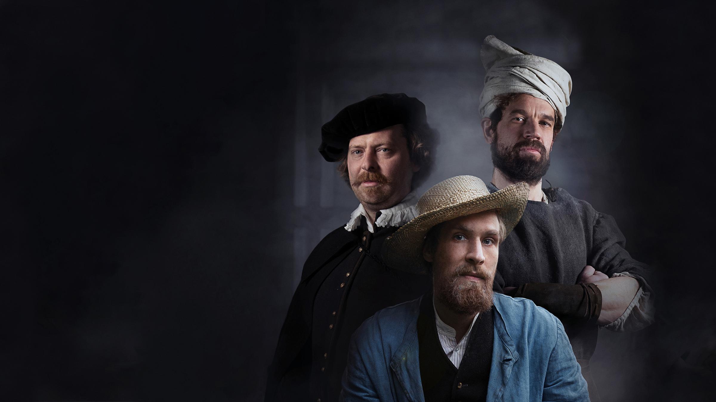 Von links: Rembrandt van Rijn, Vincent van Gogh, Michelangelo Buonarotti