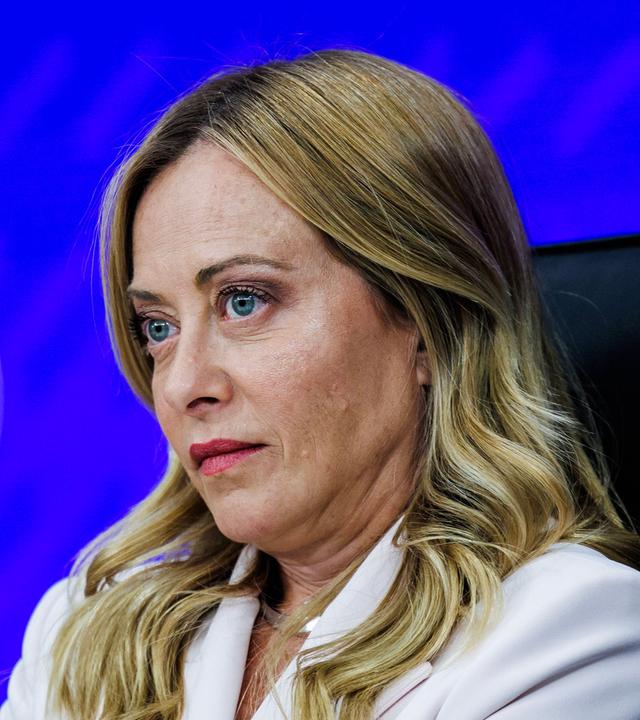 Die italienische Ministerpräsidentin Giorgia Meloni während einer Pressekonferenz am 16.09.2026 in Rom, Italien.