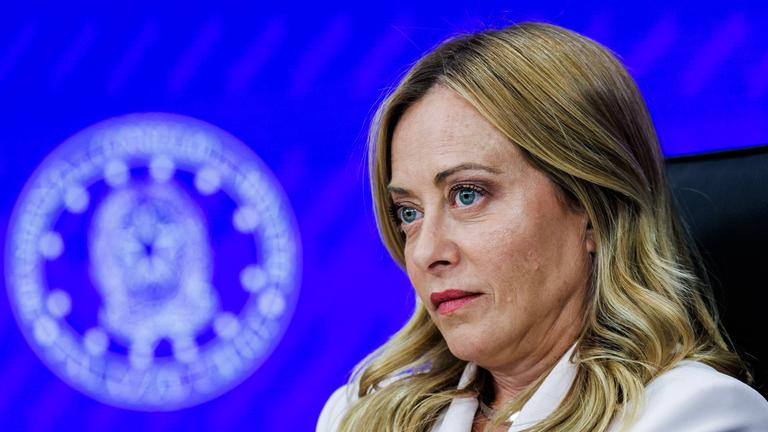 Die italienische Ministerpräsidentin Giorgia Meloni während einer Pressekonferenz am 16.09.2026 in Rom, Italien.