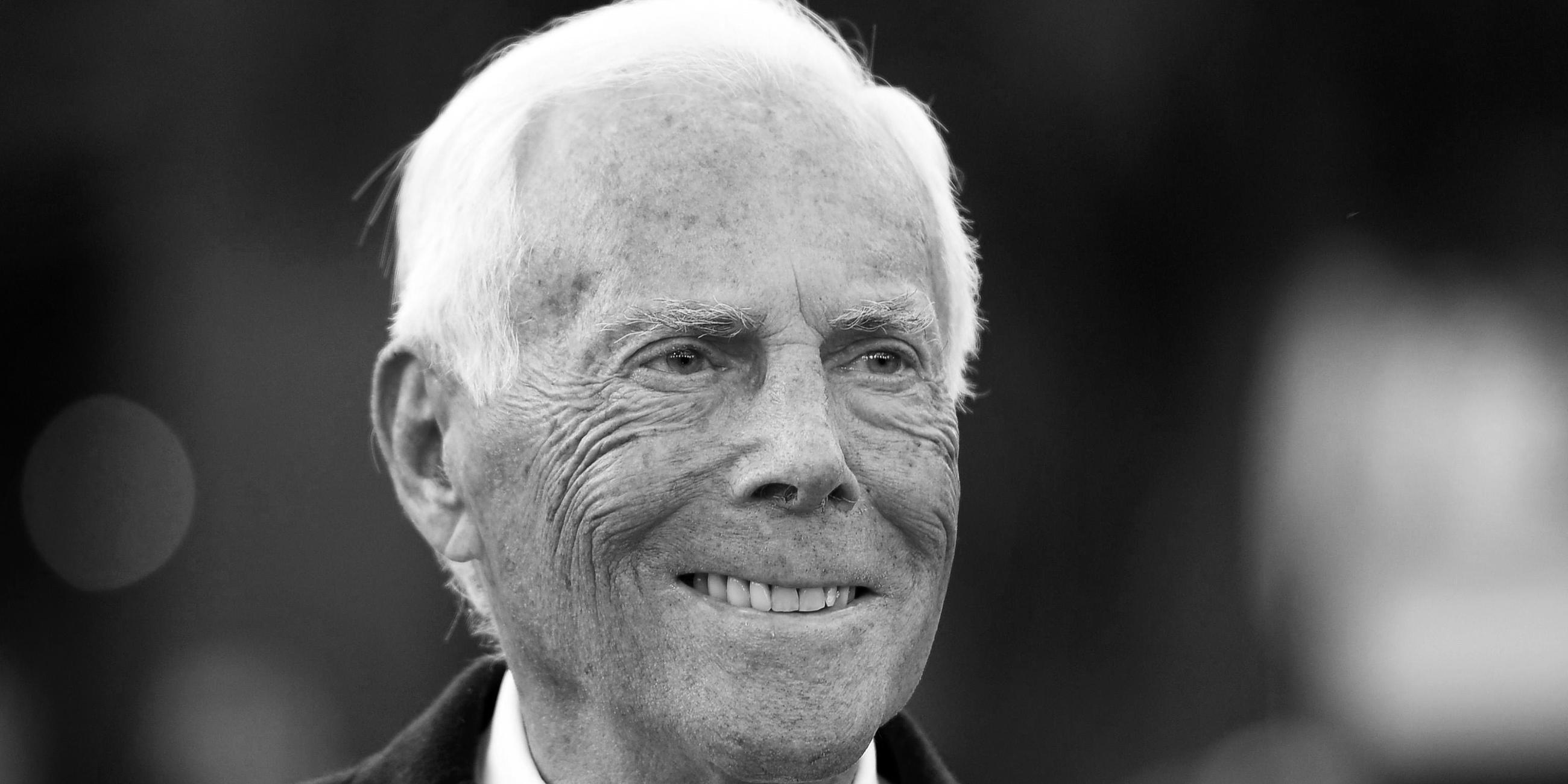 Italien, Rom: Der italienische Modedesigner Giorgio Armani kommt zur Premiere des Films "La Grande Guerra" auf dem 13. Filmfestival in Rom.