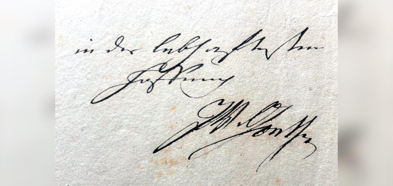 "In der lebhaftesten Hoffnung" - mit der Unterschrift von Goethe