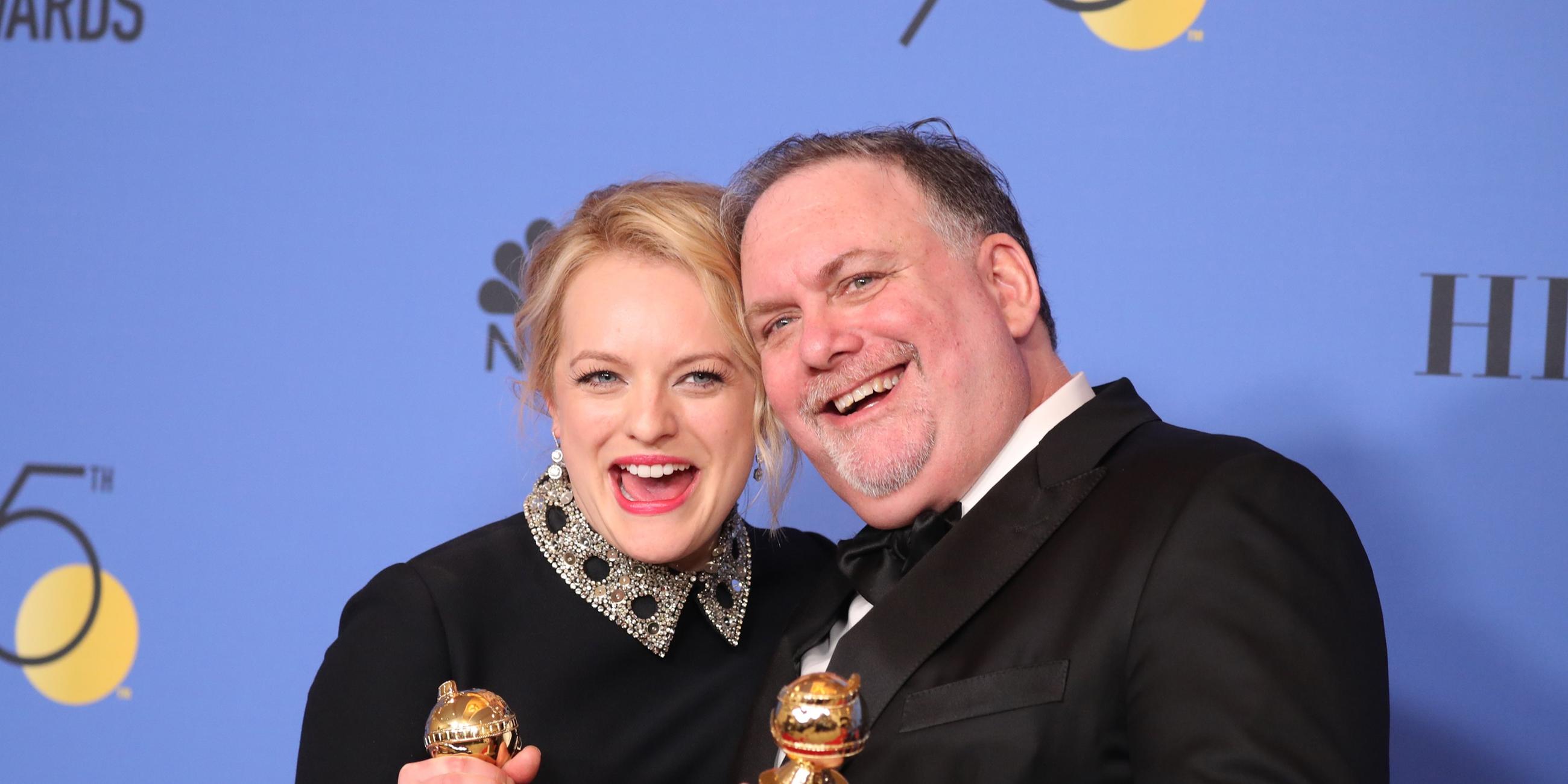 Gewinnerin in der Kategorie beste Darstellerin, TV-Drama "The Handmaid's Tale": Elisabeth Moss bei der 75. Golden Globe Verleihung in Beverly Hills (USA)