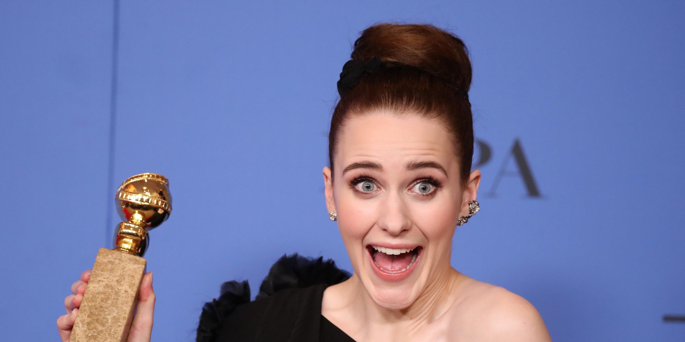 Gewinnerin in der Kategorie beste Darstellerin, Musical oder Komödie: Rachel Brosnahan bei der 75. Golden Globe Verleihung in Beverly Hills