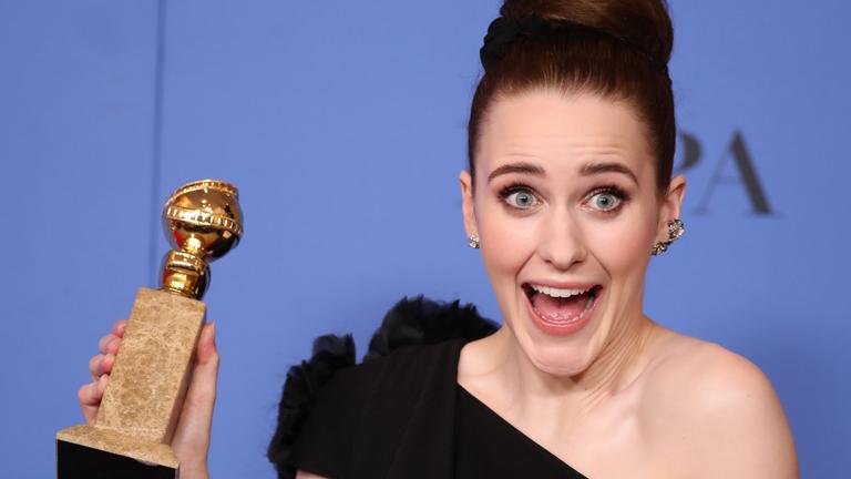 Gewinnerin in der Kategorie beste Darstellerin, Musical oder Komödie: Rachel Brosnahan bei der 75. Golden Globe Verleihung in Beverly Hills
