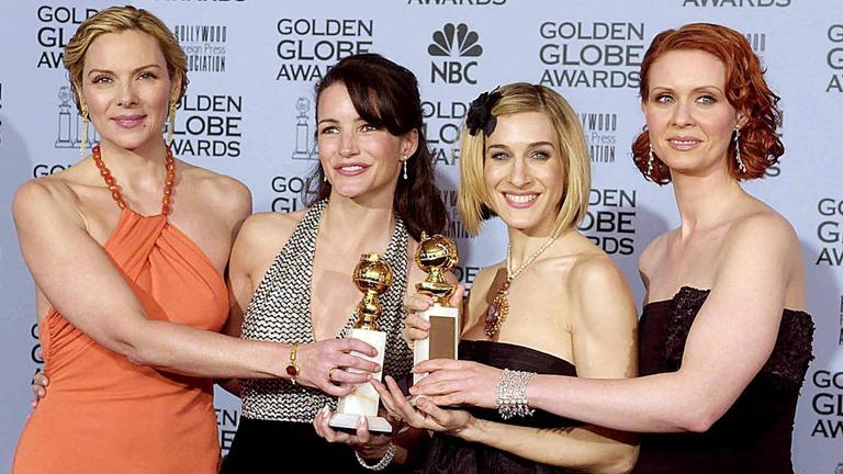 Die vier Hauptcharaktere von "Sex and the City" bei den Golden Globes 2002.