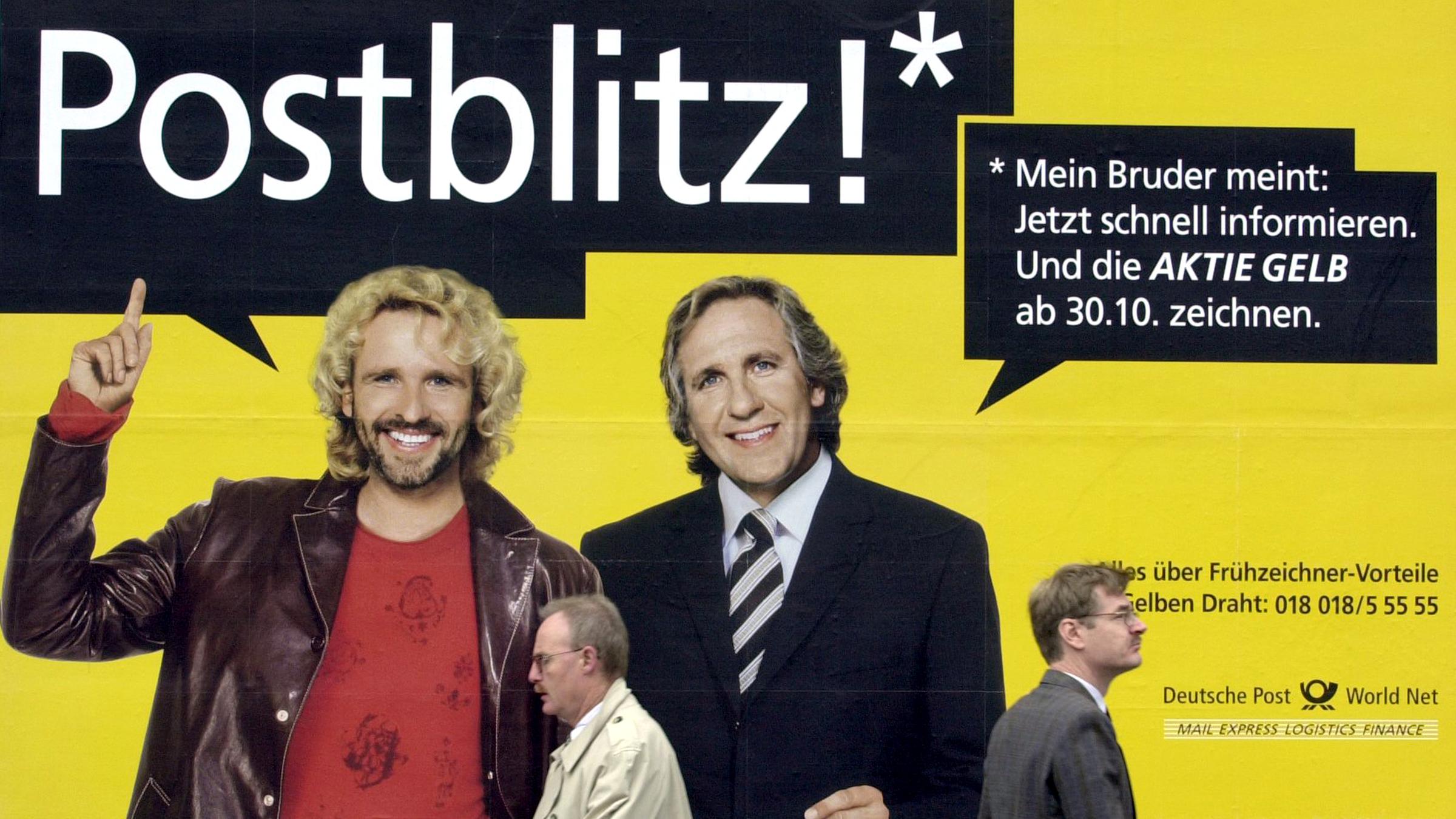 Thomas Gottschalk auf einem Werbeplakat mit seinem Bruder Christoph.
