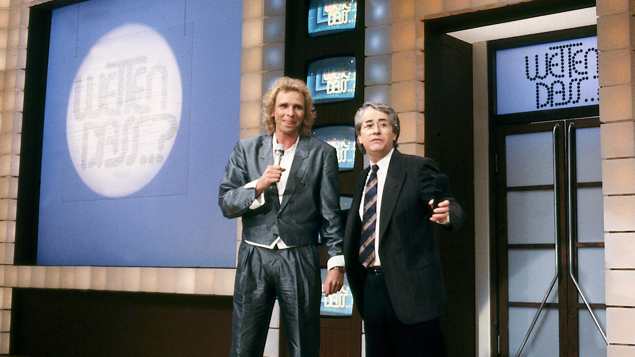 1986: Gottschalk übernimmt die Moderation der Sendung "Wetten, dass ..? von Frank Elstner.