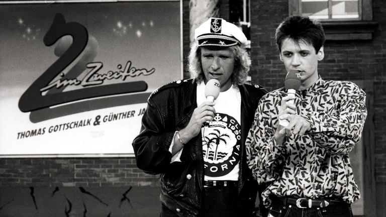 Thomas Gottschalk und Günther Jauch bei der "Internationalen Funkaustellung" 1991