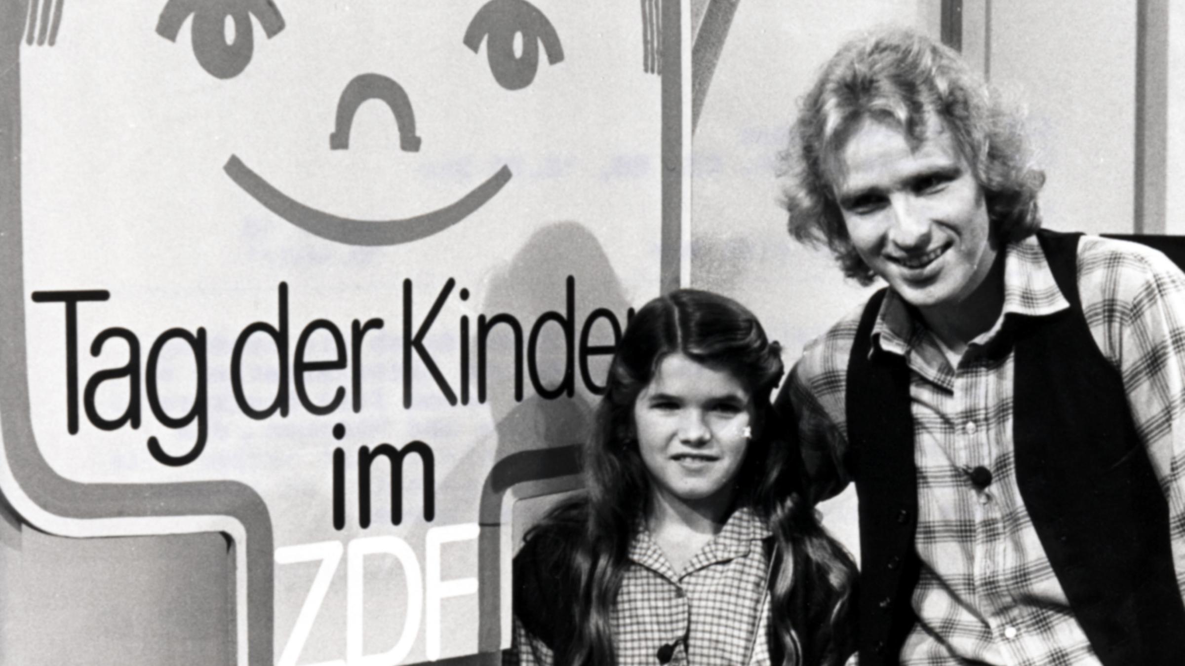 Anke Engelke und Thomas Gottschalk 1980 beim "Tag der Kinder" im ZDF