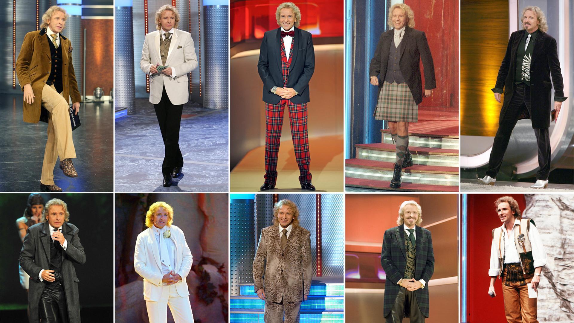 Thomas Gottschalk in verschiedenen Outfits bei "Wetten, dass..?"