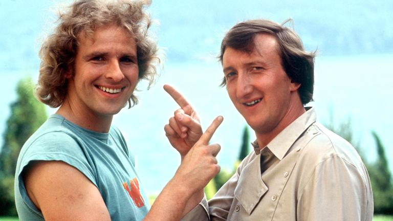 Thomas Gottschalk und Mike Krüger 1983 beim Dreh des Films "Die Supernasen"