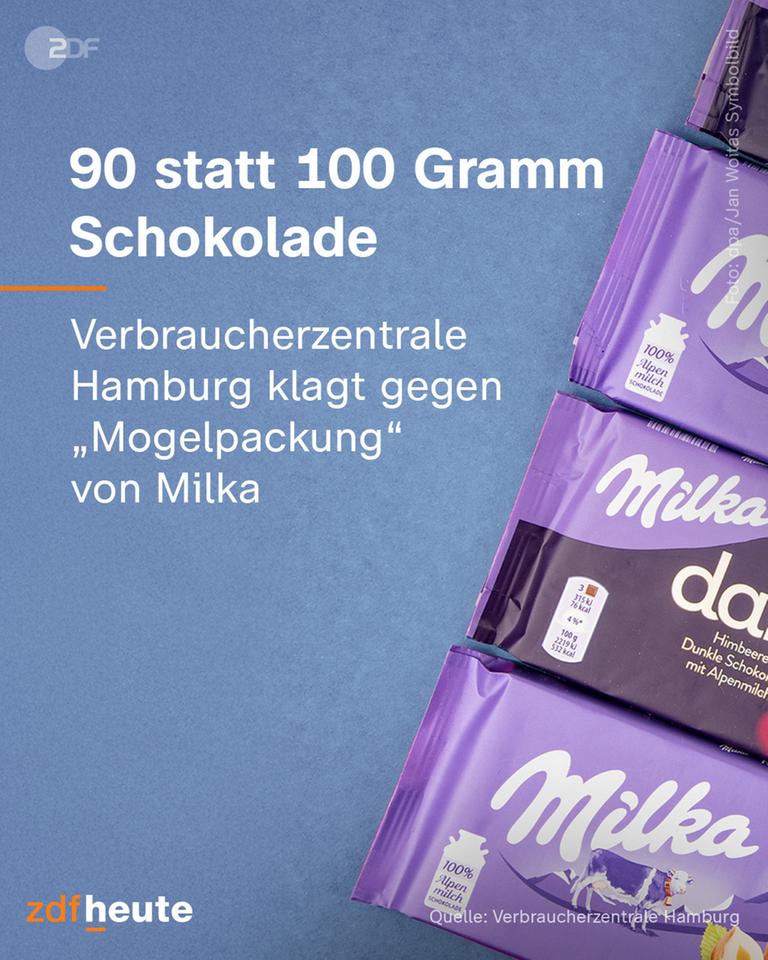 Grafik: 90 statt 100 Gramm Schokolade
