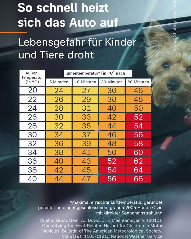 Grafik: So schnell heizt sich das Auto auf