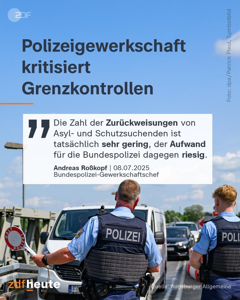Grafik: Polizeigewerkschaft kritisiert Grenzkontrollen