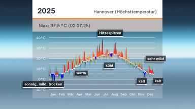 Grafik Höchsttemperatur 2025