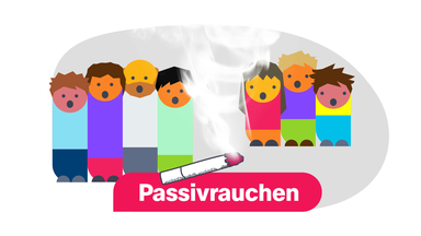Passivrauchen; Zigarette; Zigarettenrauch; viele erstaunte Männchen