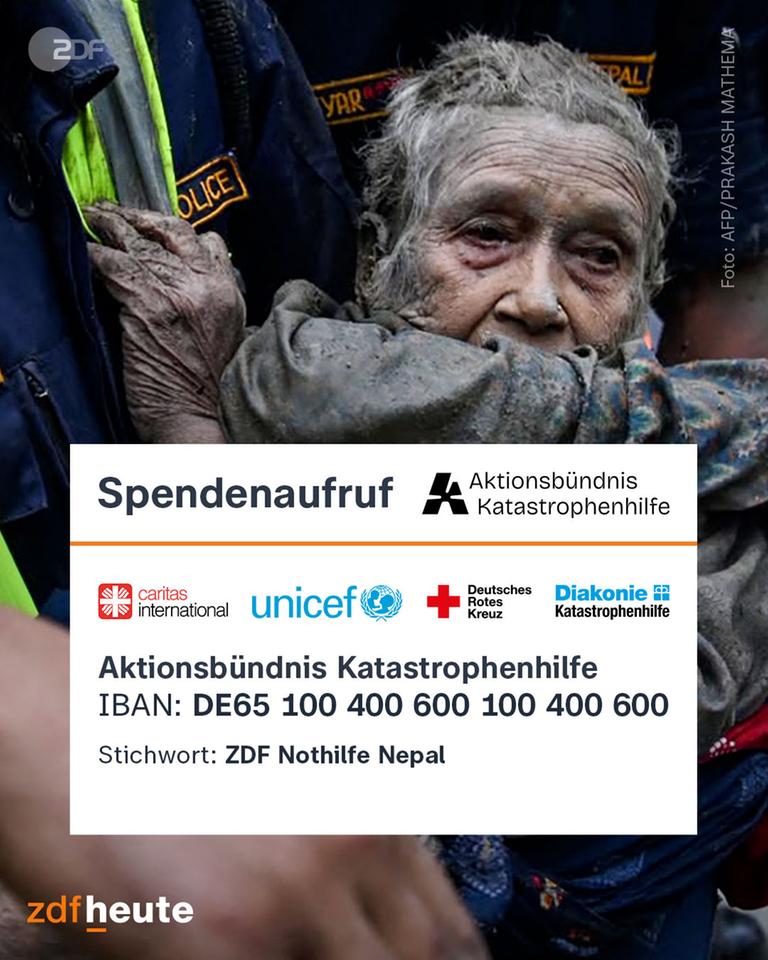 Spendenaufruf ZDF Notfallhilfe Nepal