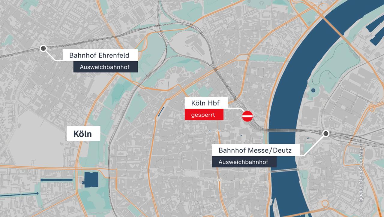 Grafik: Sperrung Kölner Hauptbahnhof