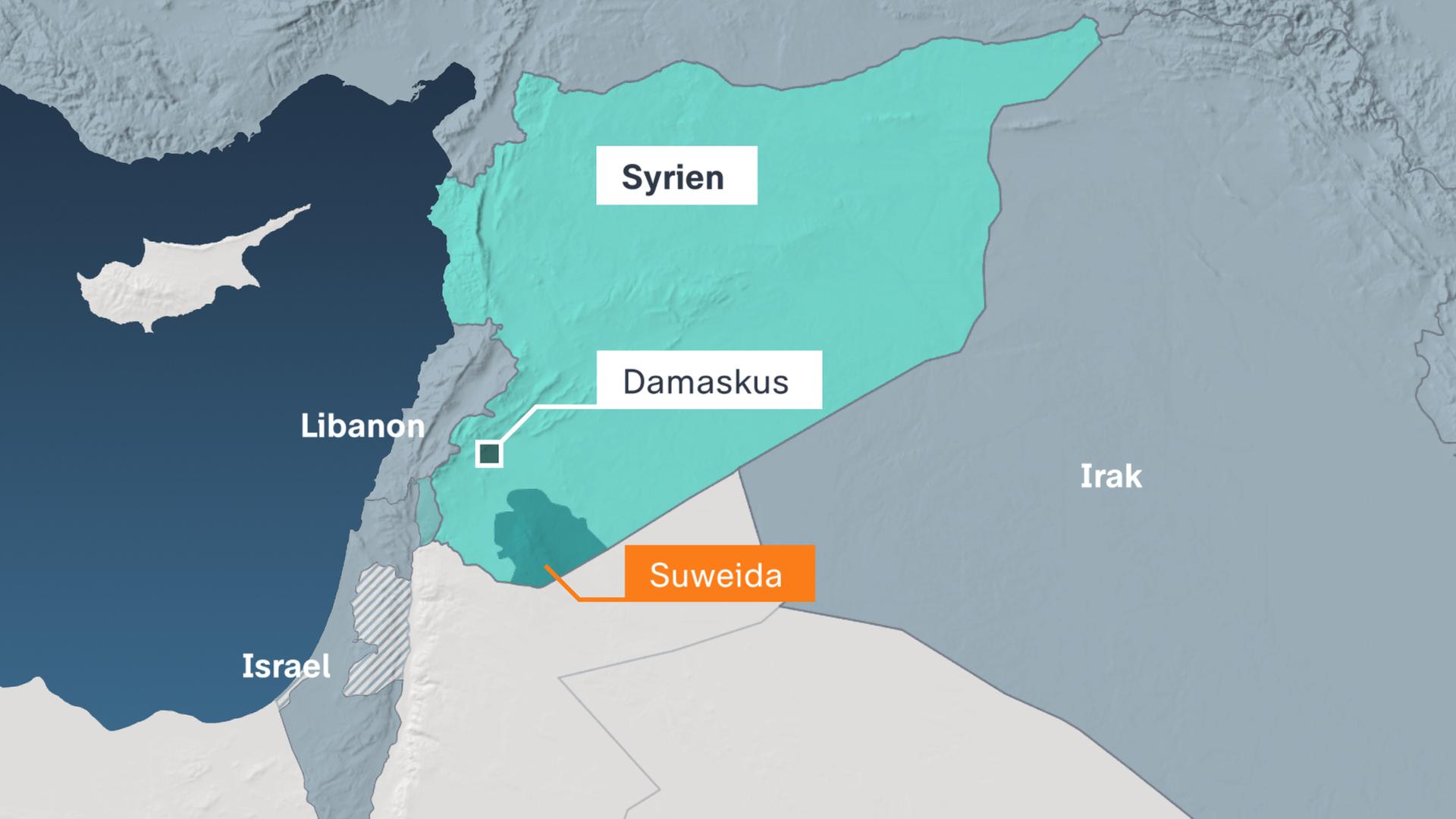 Karte: Syrien - Damaskus - Suweida