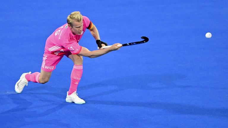 Hockey-WM, Deutschland - Belgien: Tom Grambusch aus Deutschland in Aktion.