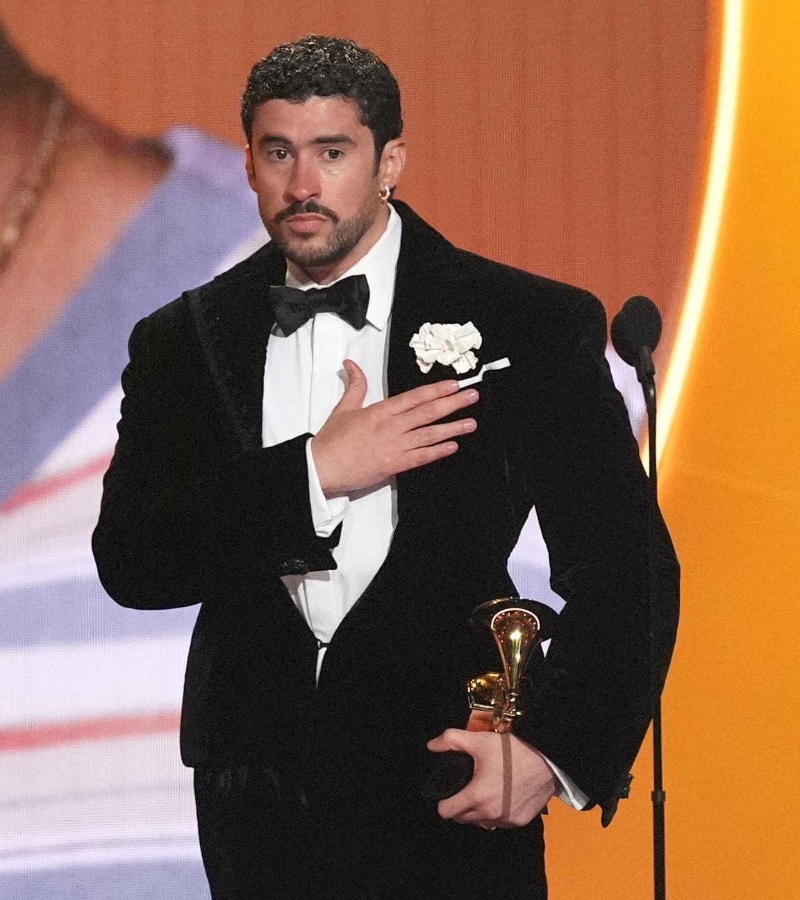 Der Latino-Rapstar Bad Bunny bei den Grammy Verleihungen.