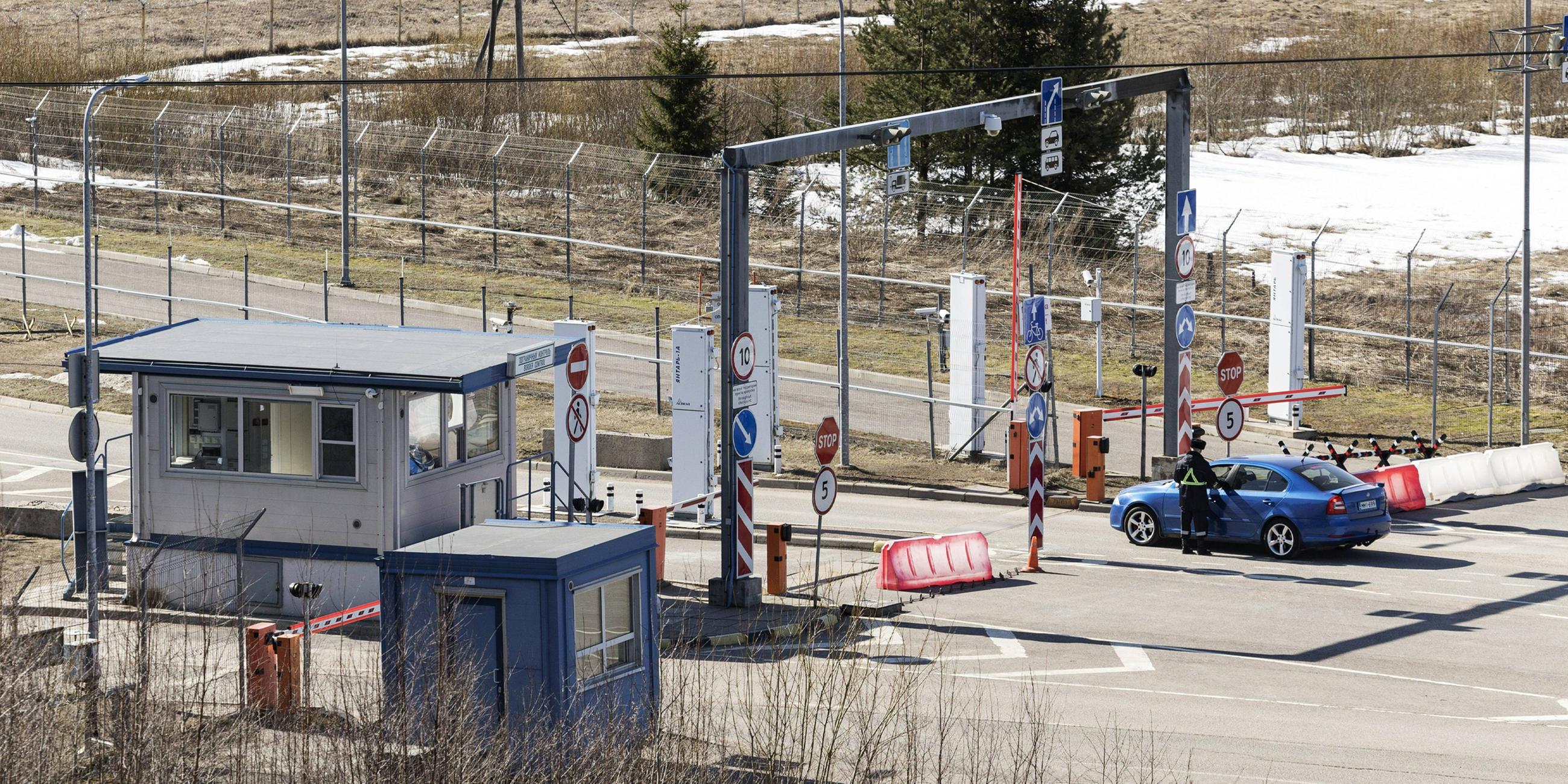 Der russische Grenzübergang an der finnisch-russischen Grenze in Imatra im Südosten Finnlands am 14.04.2023.
