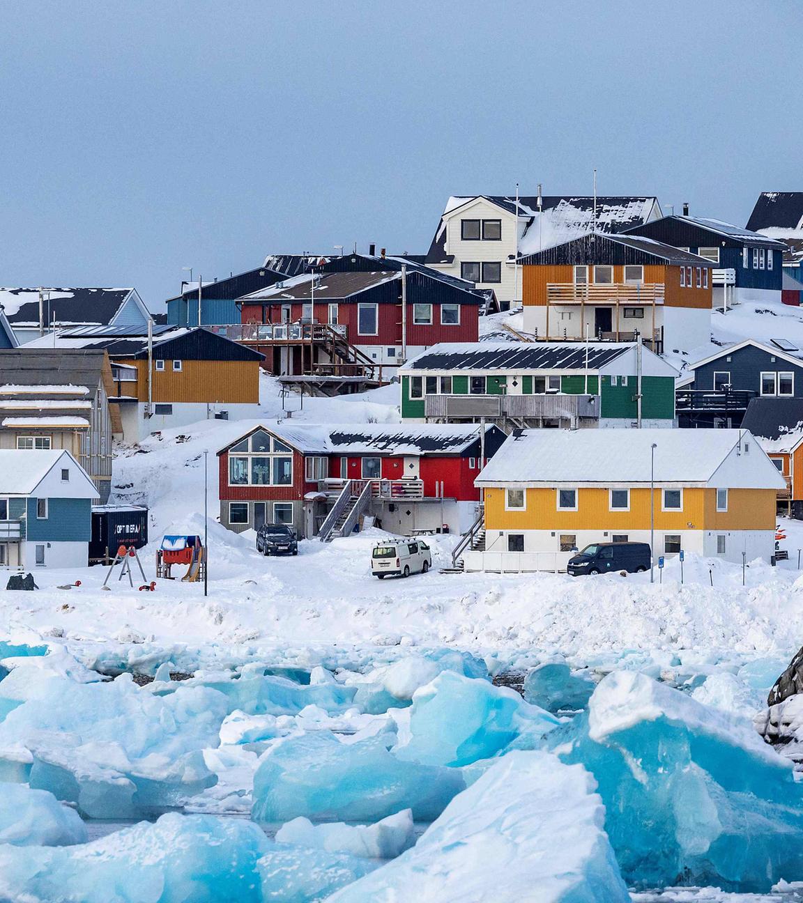 Eisberge treiben am 07.03.2025 vor Nuuk, Grönland