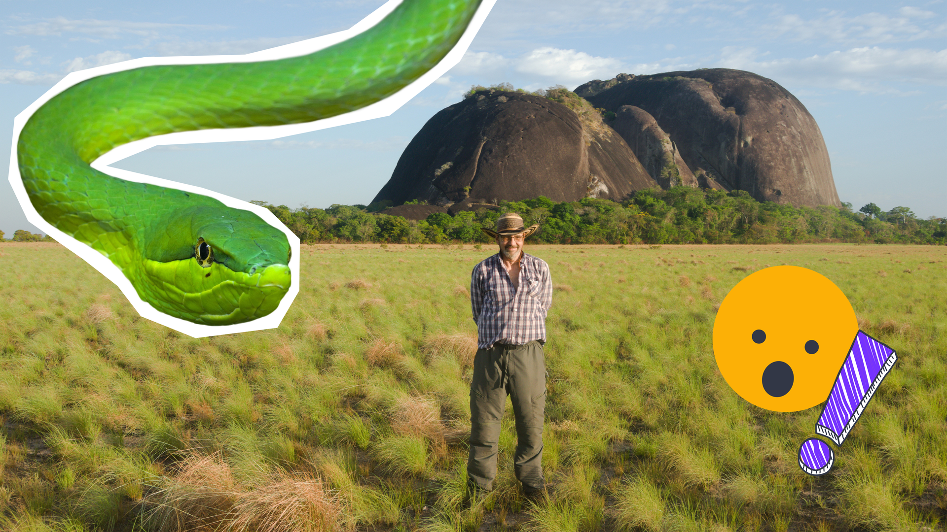 Projektleiter Dr. Jose Oliver ist vor dem Granithügel am Orinoco zu sehen