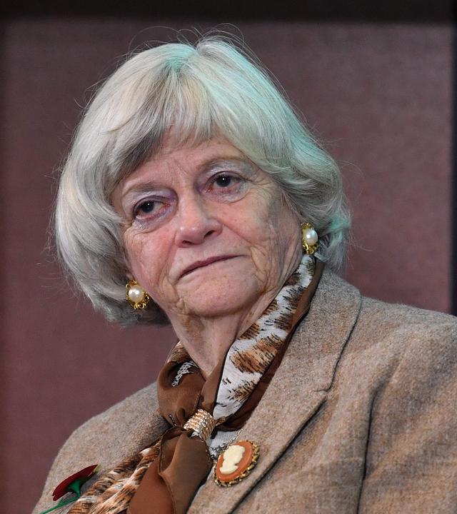 Ann Widdecombe sitzt am 1. November 2019 während einer Veranstaltung zum Start des Wahlkampfs der Brexit Party in London auf der Bühne.