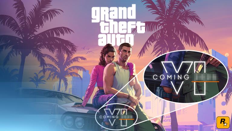 Das Titelbild des Videospiels GTA 6 mit Erscheinungs-Ankündigung, wobei das Veröffentlichungs-Datum verpixelt ist, da es verschoben wurde.