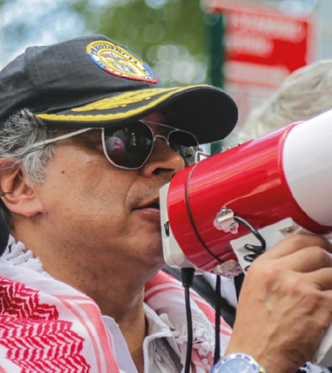 Der kolumbianische Präsident Gustavo Petro während seines Protestes in New York.