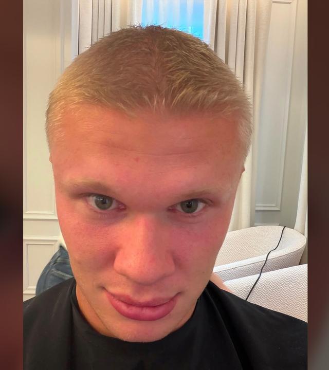 Der norwegische Fußballspieler Erling Haaland postet auf seinem Instagram-Kanal ein Bild mit kurzen Haaren.