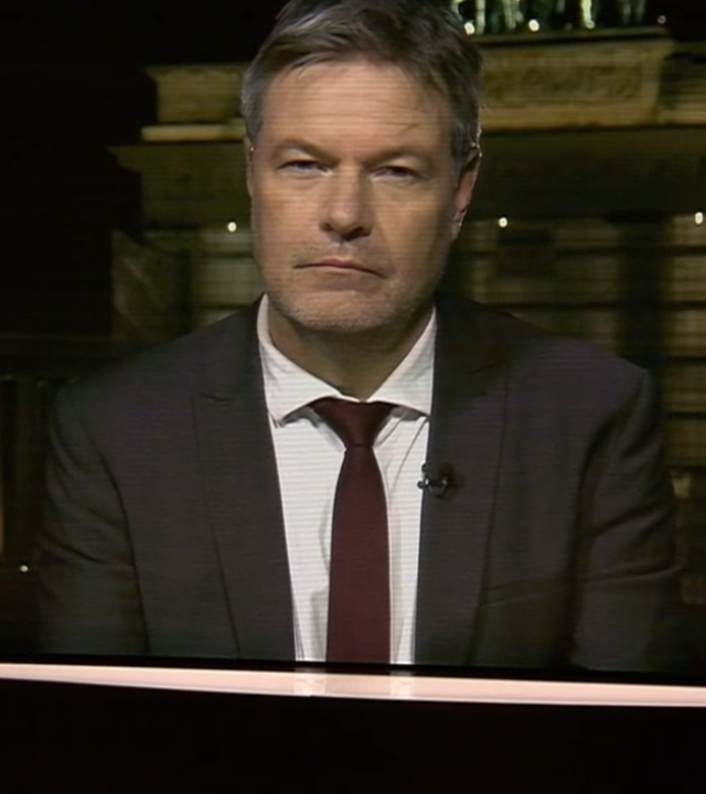 Robert Habeck auf einem Bildschirm