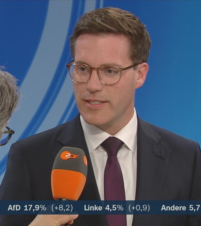 CDU-Spitzenkandidat Manuel Hagel mit einer Reaktion zur Landtagswahl in Baden-Württemberg.