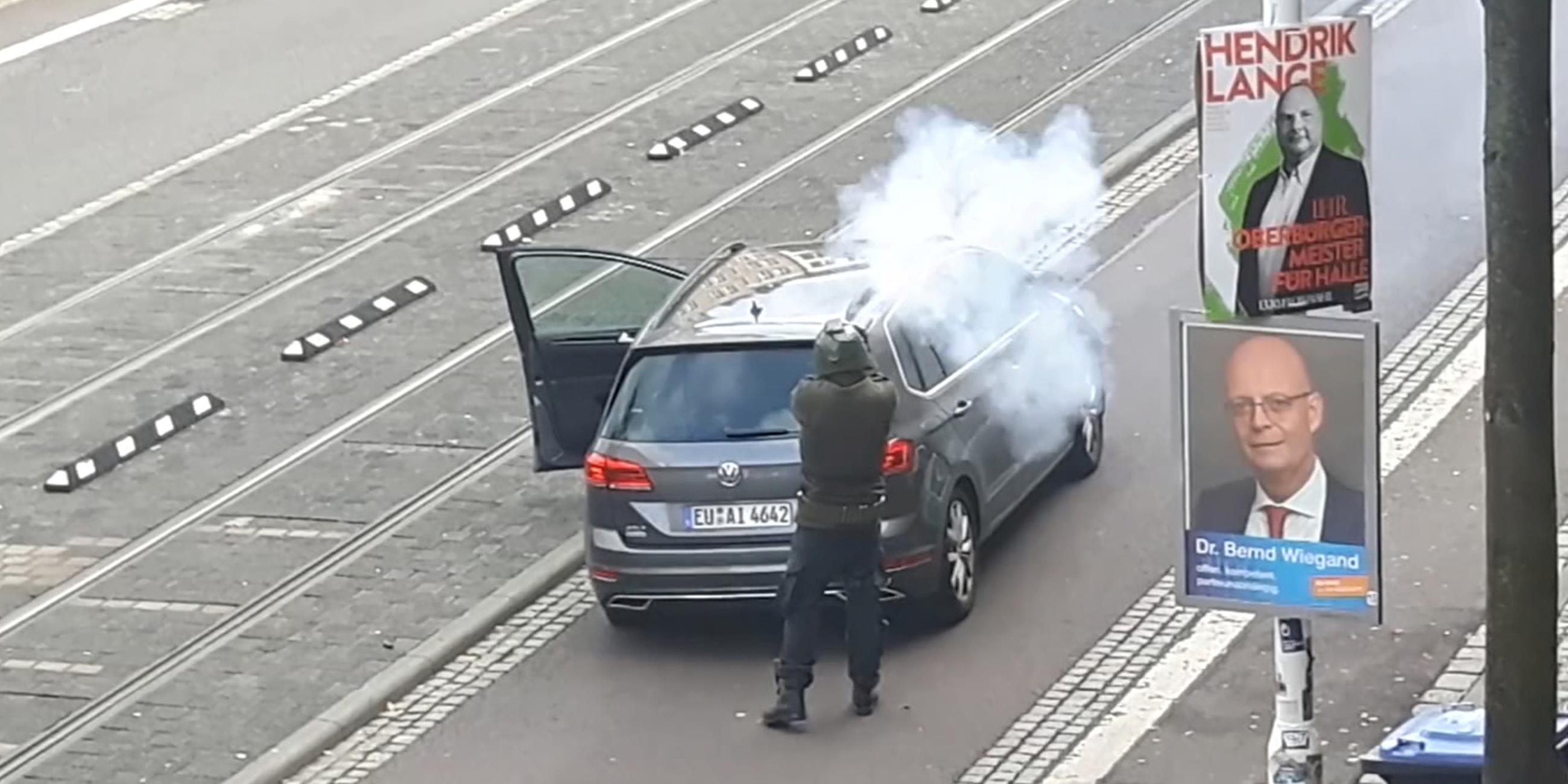 Schüsse auf offener Straße in Halle (Saale) am 09.10.2019