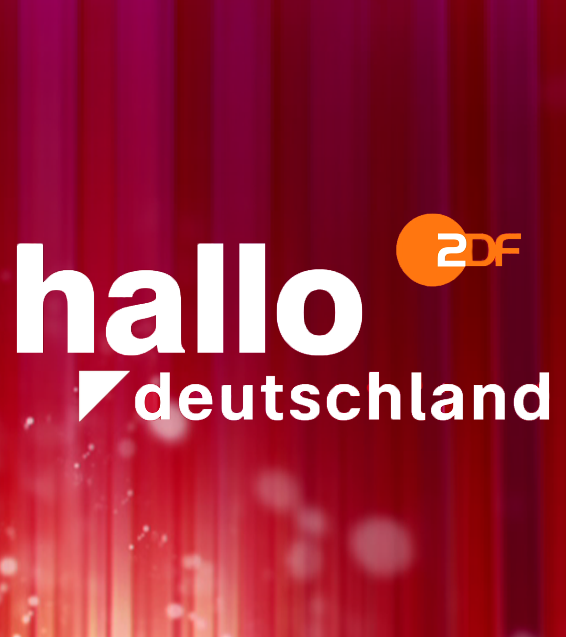 "Hallo Deutschland"-Logo auf rotem Grund.
