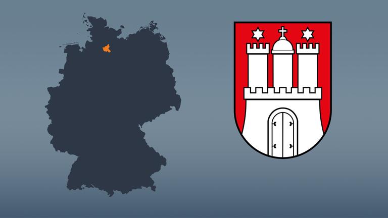 Wahlkreise und Flagge von Hamburg