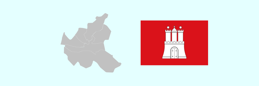 Wahlkreise und Flagge von Hamburg