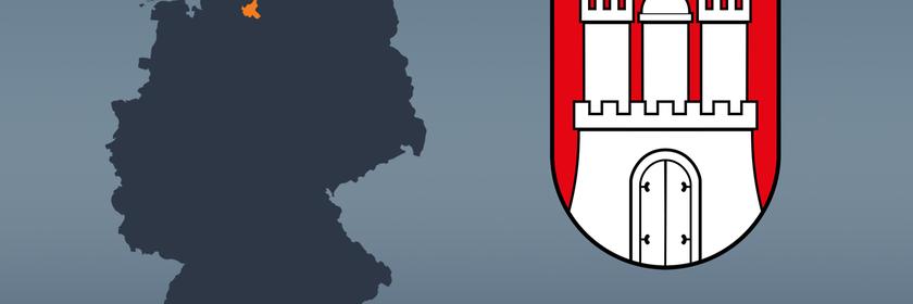Wahlkreise und Flagge von Hamburg