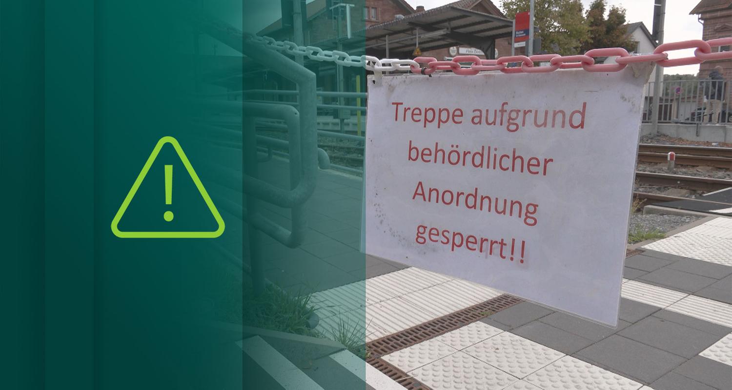 Gesperrte Treppe am Buchener Bahnhof