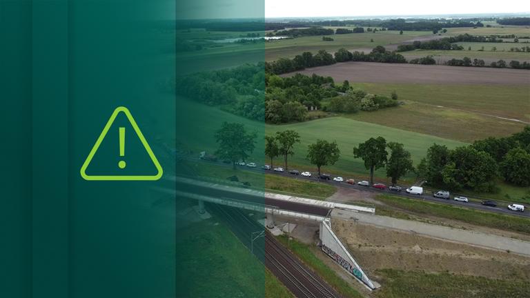 Bahnbrücke in Wust ohne Anschluss an die Fahrbahn