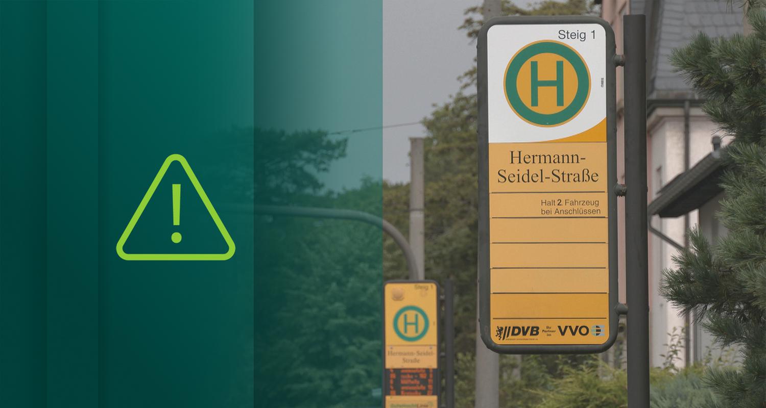 gelbes Haltestellen-Schild in Dresden